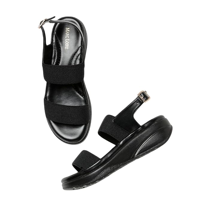 Marc Loire Women Smart Casual Platform Heel Fashion Sandal with Adjustable Strap