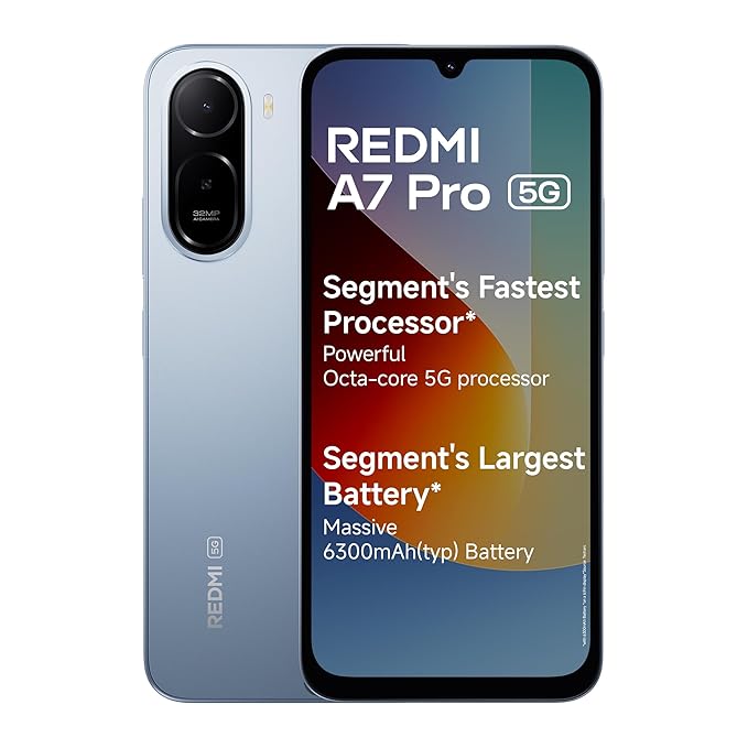 REDMI A7 Pro 5G (Mist Blue, 4GB RAM,128GB Storage) | Segment's Fastest Processor | Segment's Largest Battery | Segment's Largest & Smoothest 6.9in 120Hz Display