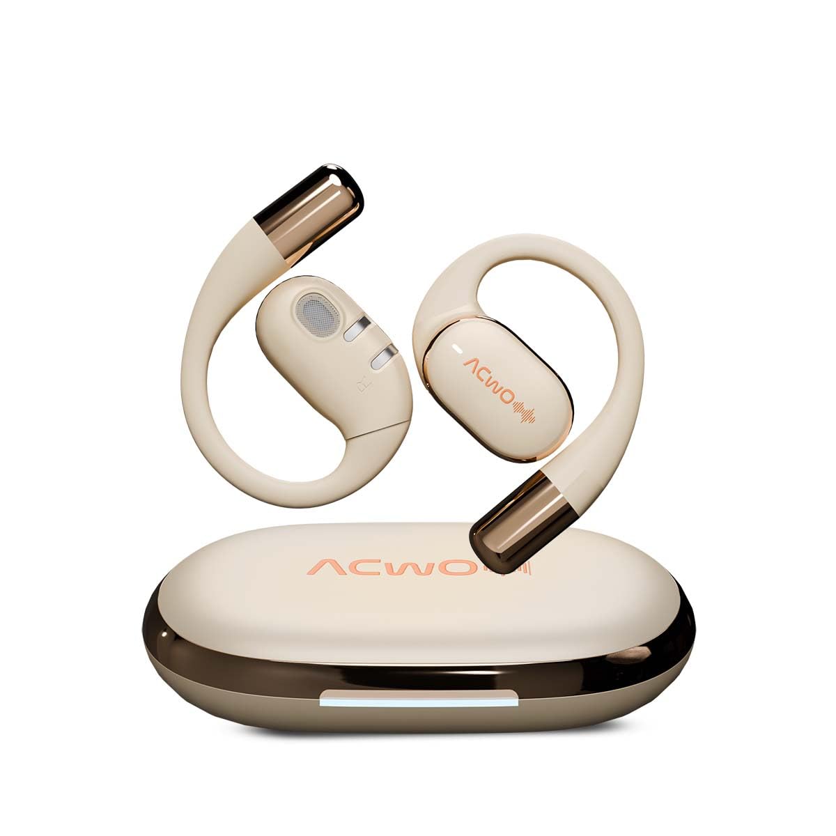ACwO Dwots Sense OWS Wireless Over Ear Earphones|Situational Awareness|15Mm Titanium Drivers|65 Hours Playback|BT V5.4|Secure Fit|4 Mics with ENC|40Ms Low Latency|Equaliser Modes (Silver Cream)