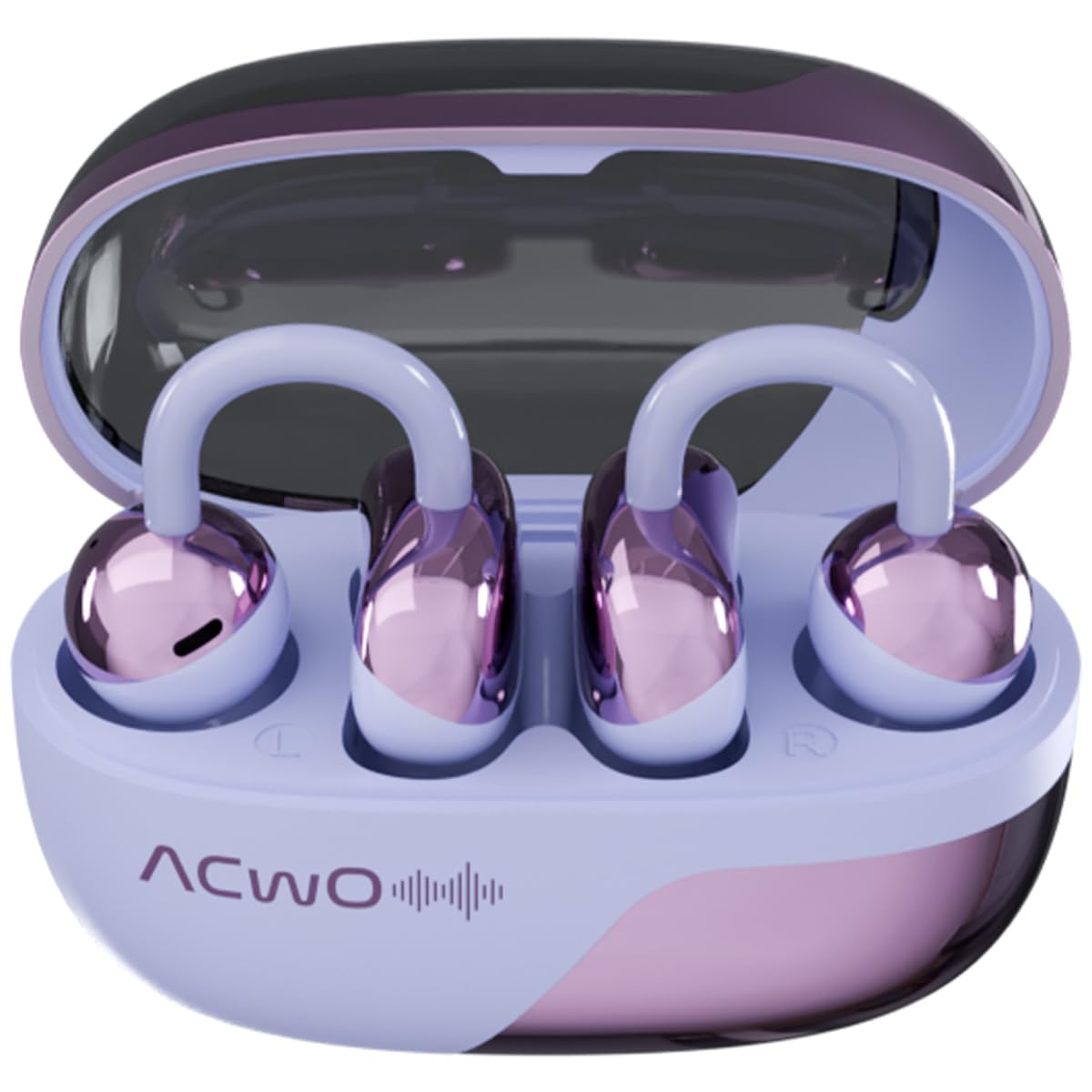 ACwO DwOTS Flow Open Ear Earbuds | X-Fidelity Sound | AI-ENC Mic | Dual Mode (Music & Gaming) | 50H Playtime | Fast Charging | IPX5 | Bluetooth 5.3 Iris Purple