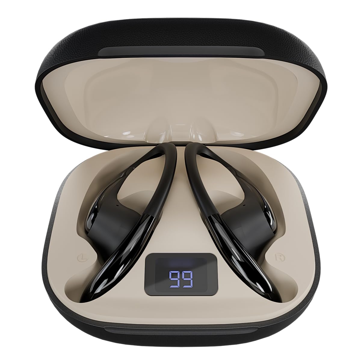 ACwO DwOTS Sense Pro Open-Ear Wireless Earbuds, Wide-Band up to ANC 42dB, Voice-First Mic System for Clear Calls, 45H Playtime, 12mm Drivers, Dual Connectivity, IPX5, Bluetooth v6.0 TWS (Black)
