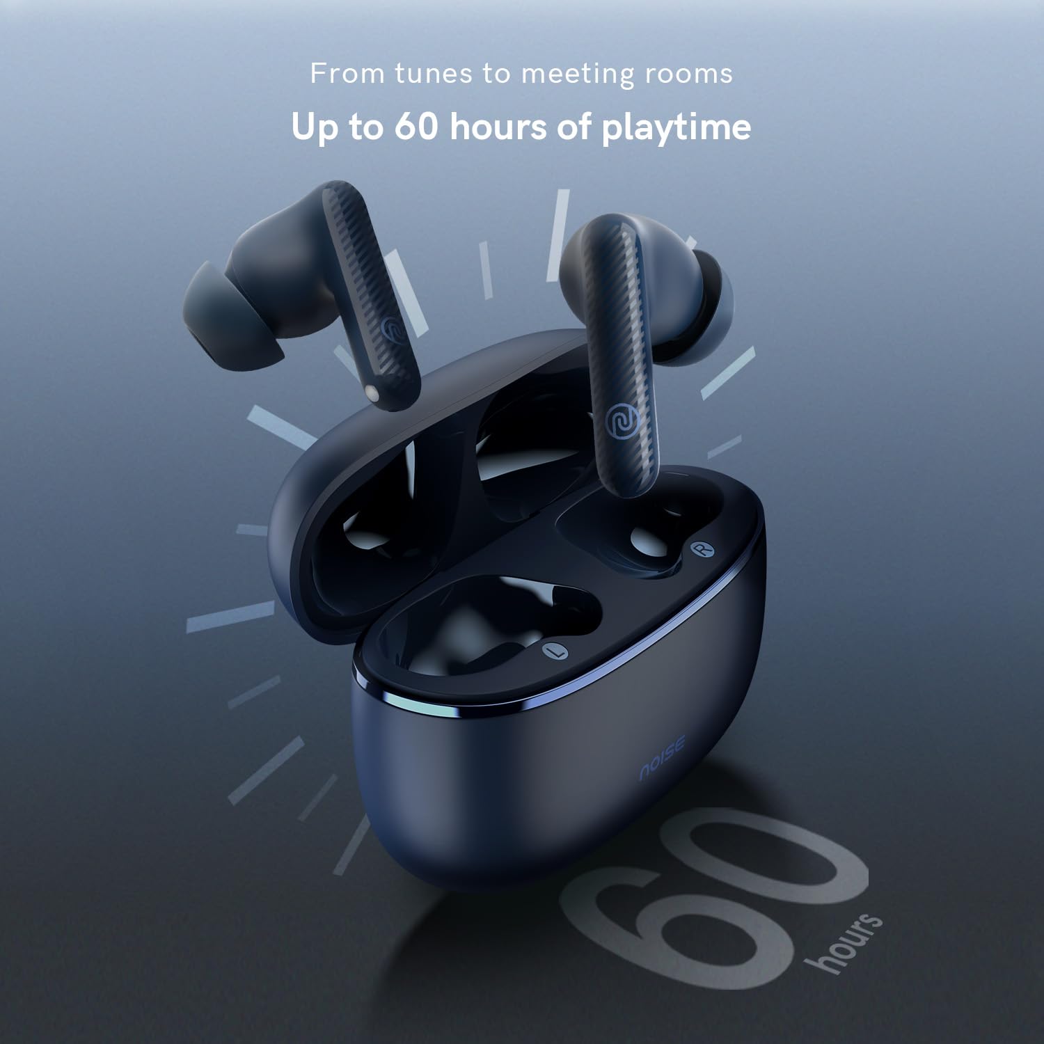 Noise Aura Buds in Ear Truly Wireless Earbuds with 60H of Playtime, Quad Mic with ENC, Dual Device Pairing, Instacharge(10 Min=150 Min),12Mm Polymer Composite Driver, BT V5.3(Aura Blue)