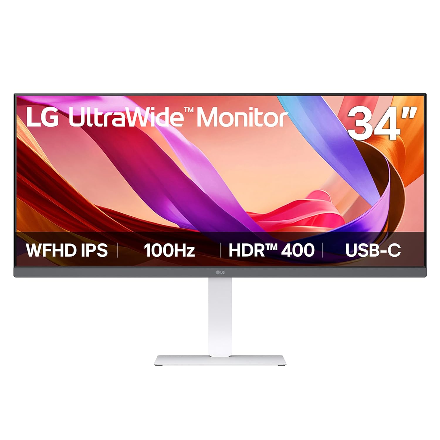 LG 34U530A-W 34-inch UltraWide QHD (2560 x 1440) IPS Wide Computer Monitor, 100Hz, VESA DisplayHDR 400, HDMI, DisplayPort, USB Type-C, Tilt/Height/Swivel Stand, White