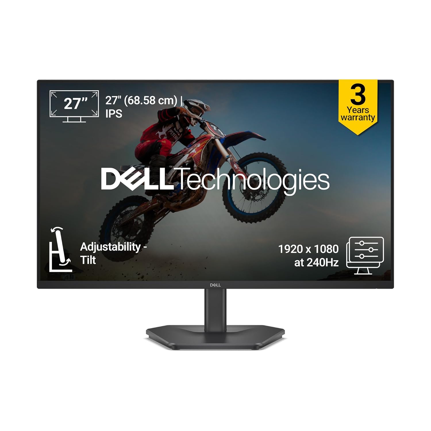 Dell SE2726HG 27" (Smartchoice) FHD Gaming Monitor | 240Hz Fast IPS | 0.5ms Response | AMD FreeSync Premium | HDR10 | 99% sRGB | Eye Comfort Certified | HDMI 2.1 & DP 1.4 Ports | Tilt Stand | Black