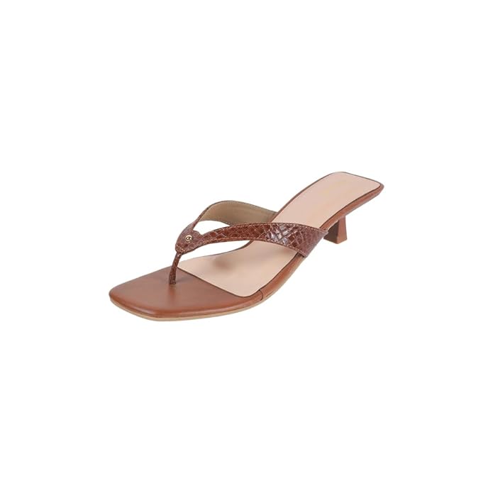 Mochi Women Faux Leather Slip-on Heeled Sandal