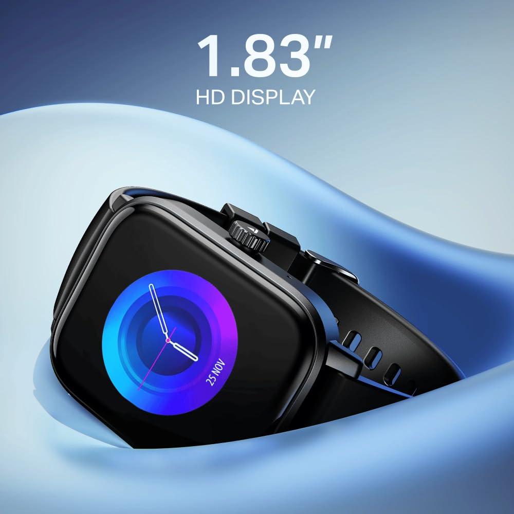 boAt Wave Astra Neo Smartwatch Bluetooth Calling, 1.83” HD Display, Health & Wellness Suite, IP68 Resistance, Functional Crown (Active Black)