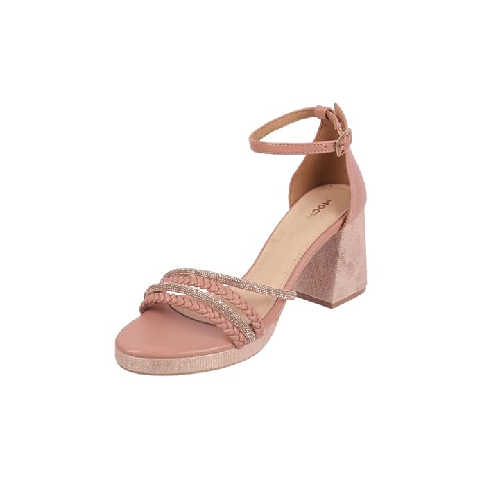 Mochi Women Embellished Woven Block Heel Fashion Sandal