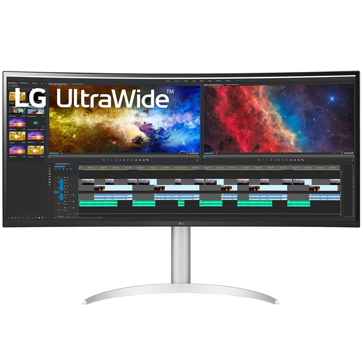 LG (38")UltraWide™ Monitor Curved (3840*1600)QHD IPS Display with USB Type-C™, Power Performance, HDR 10, DCI-P3 95%, AMD FreeSync, Tilt/Height Adjustable Stand, DP, HDMI, Head Phone Out (38WP85C-W)