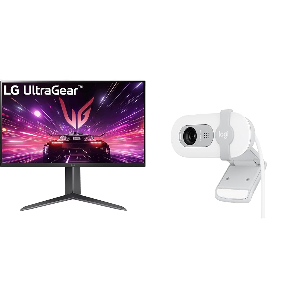 LG 27GS65F 27 Inch Ultragear IPS Full HD Gaming Monitor (1920 X 1080), 1ms, 180Hz, HDR 10, NVIDIA G-Sync, AMD FreeSync Compatible, DisplayPort, HDMI + Logitech Brio 100 Full HD 1080P Webcam
