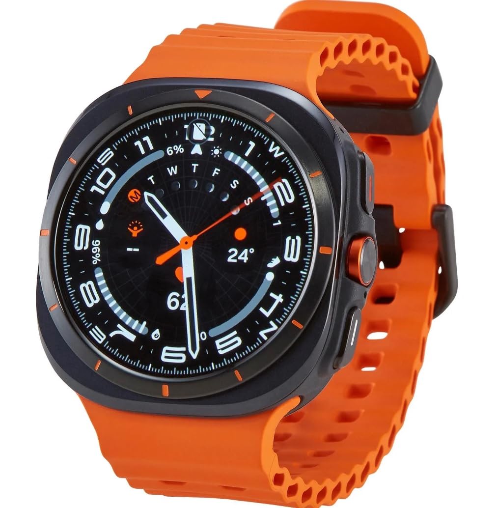 SAMSUNG Watch 7 Ultra LTE Ai (47mm) SM-L705F Latino Version (Tmobile Mint Tello Global), Sleep Fitness Tracker, GPS (Titanium Gray/Orange Band)
