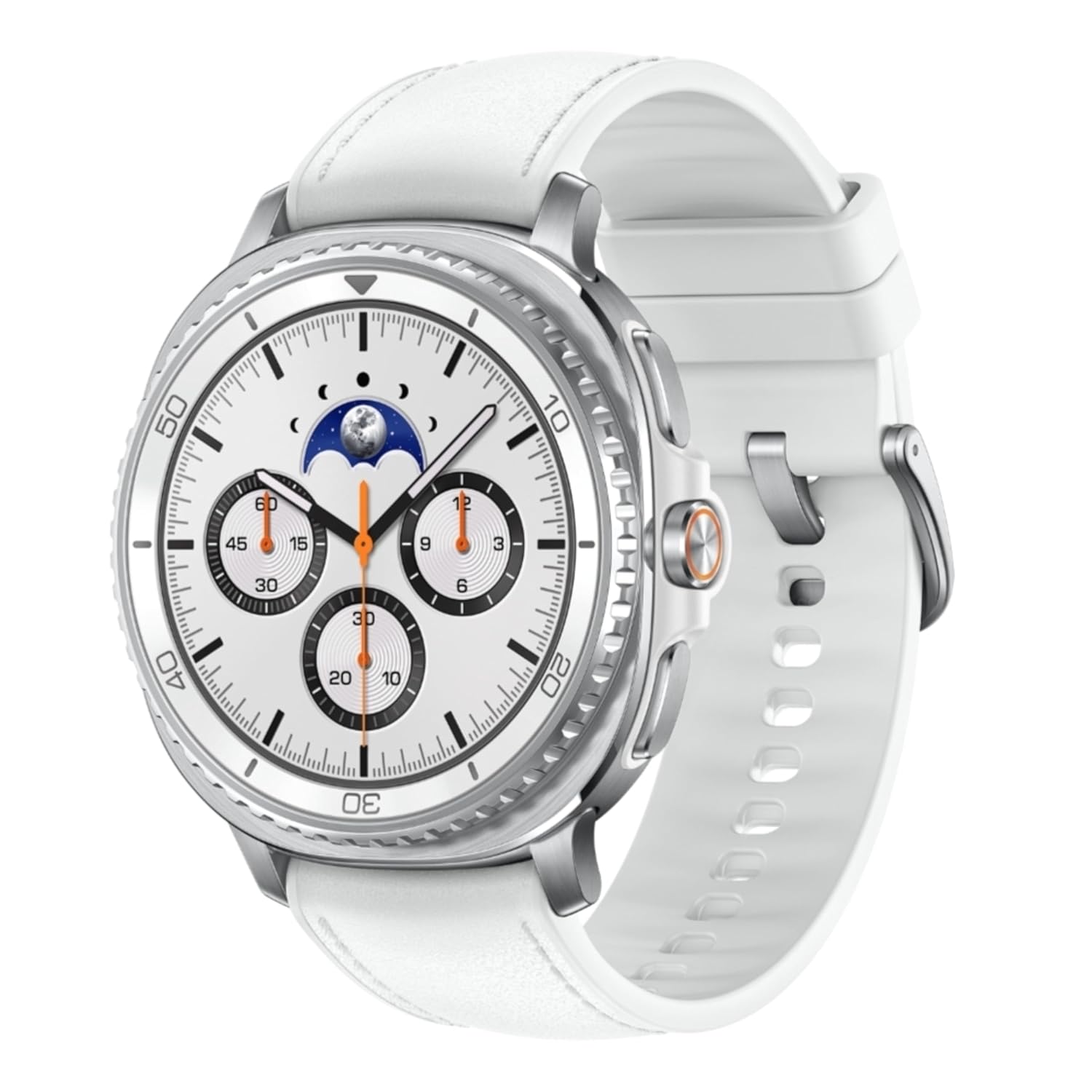 Samsung Galaxy Watch8 Classic (46mm Bluetooth, White) with 3nm Processor | Dual GPS | Sapphire Glass & Stainless Steel | 5ATM & IP68 | BP, ECG, IHRN & Vascular Load Monitoring | Anti-oxidant Index