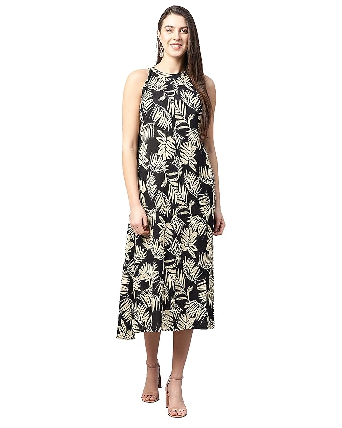 Yash Gallery Women’s Printed Dress | Elegant Sleeveless Short Dress for Western Casual Comfortable Everyday Wear Outfit for Women