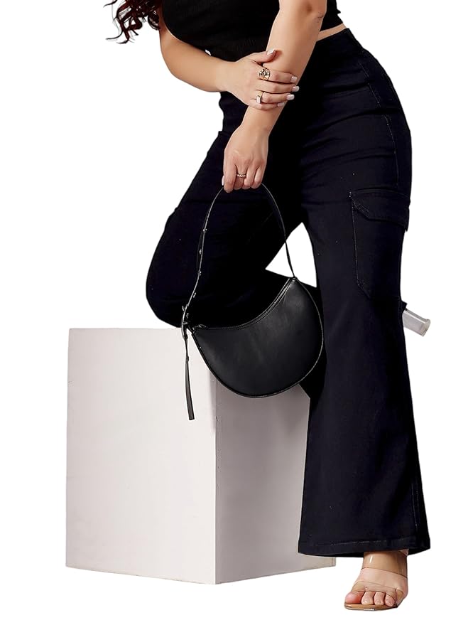 Miss Chase A+ Women's High Rise Regular-Length Stretchable Denim Wide-Leg Shaping Jeans