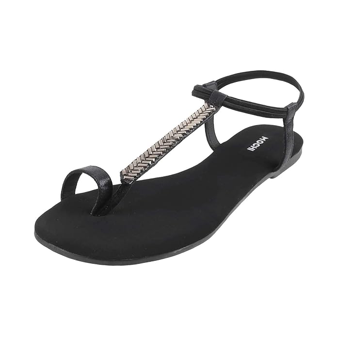 Mochi Women's Texture Detail Faux Leather Fashion Sandals