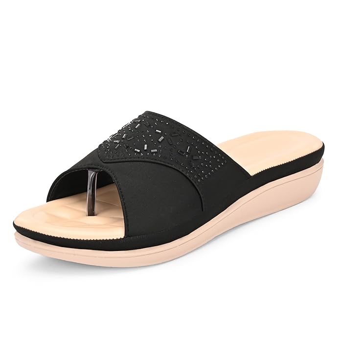 Centrino Women's Sandals | Elegant Stylish Slip-On Chappals for Ladies |Lightweight & Breathable Slippers/Flip-Flops| Durable Outdoor Synthetic Casual Wear,Party and Formal Occasions(9341)