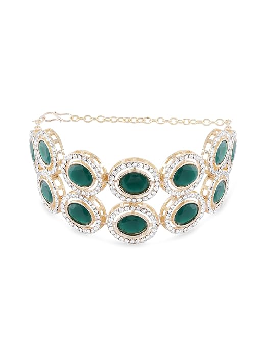 ZAVERI PEARLS Green Stones & Dazzling Austrian Diamonds Embellished Bracelet For Women-ZPFK17300