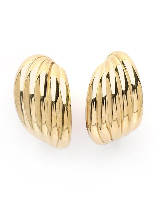Bohey by KARATCART Gold-Toned Classic Half Hoop Earrings for Women