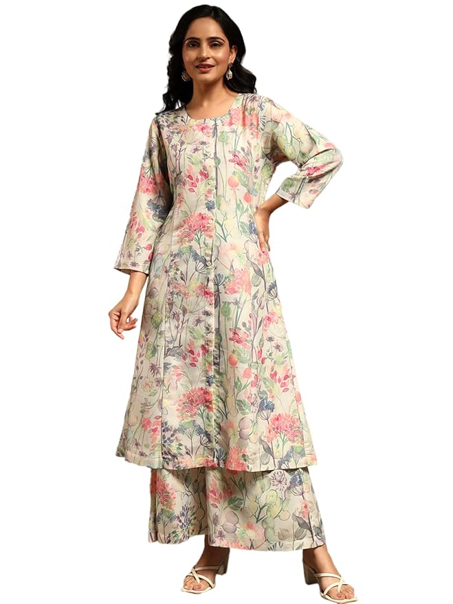 GRECIILOOKS Kurta Set for Women | Co ord Sets for Woman Stylish | Floral Printed Kurta's Sets | Straight Kurtas with Palazzo Pants | Ethnic Casual Set's
