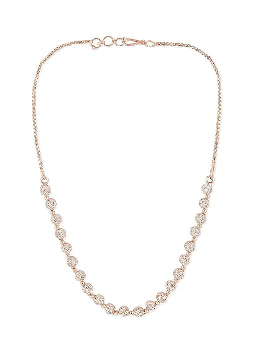 ZAVERI PEARLS Rose Gold Contemporary Cubic Zirconia Sleek Necklace For Women-ZPFK15268
