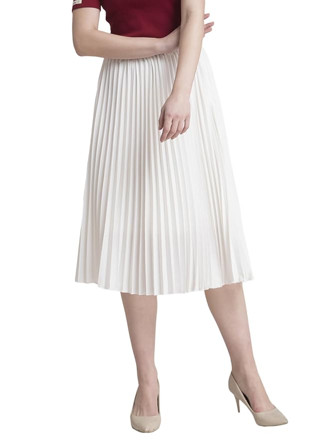 FableStreet Women Skirt Casual & Festive | Elegant Flared Fit High Rise Knife Pleats All-Over Floral Print | Wrinkle-Resistant Woven Fabric for Summer & Outings