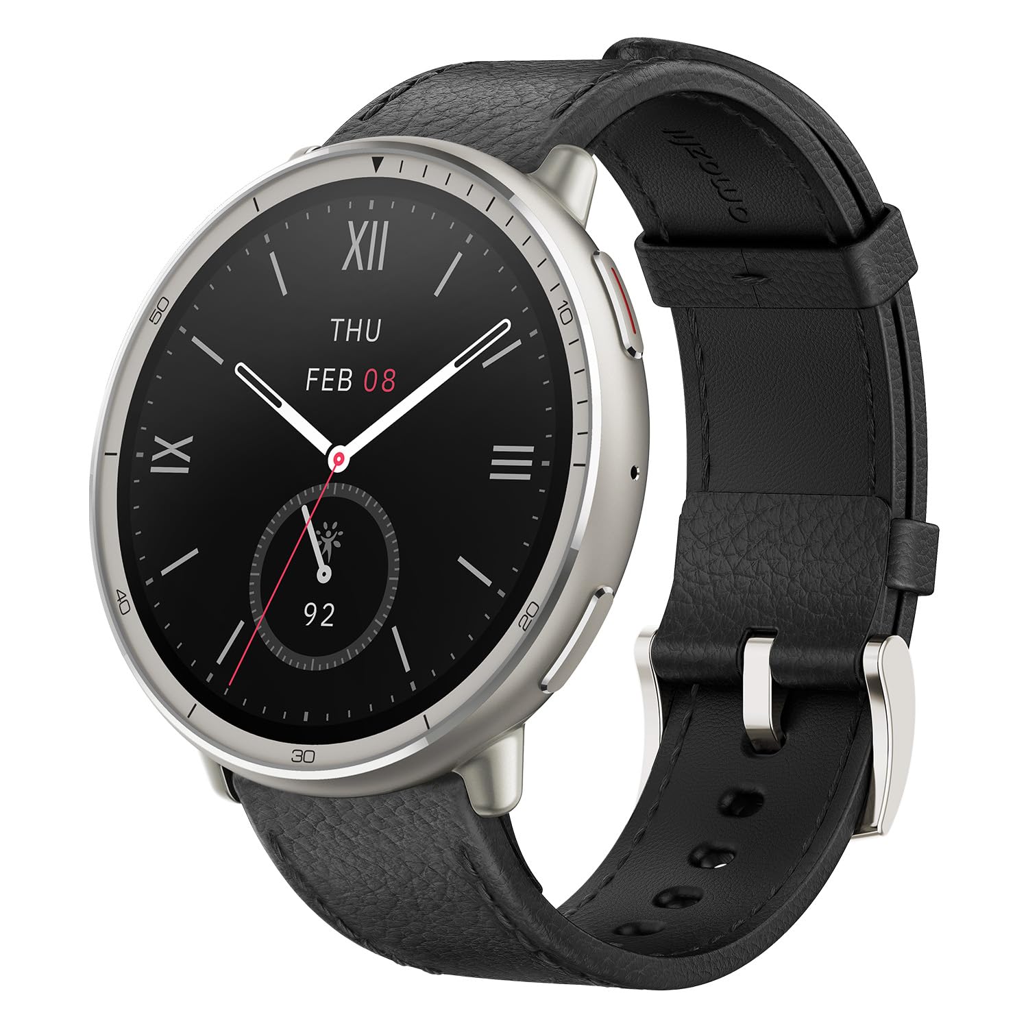 Amazfit Active 2 Premium (Smartchoice) 44mm Smart Watch, Sapphire Glass Display, Free Silicon Strap, Built in GPS, 10day Battery, 5ATM, iOS & Android, 2000 Nits, 160+ Sports Mode, Black Leather