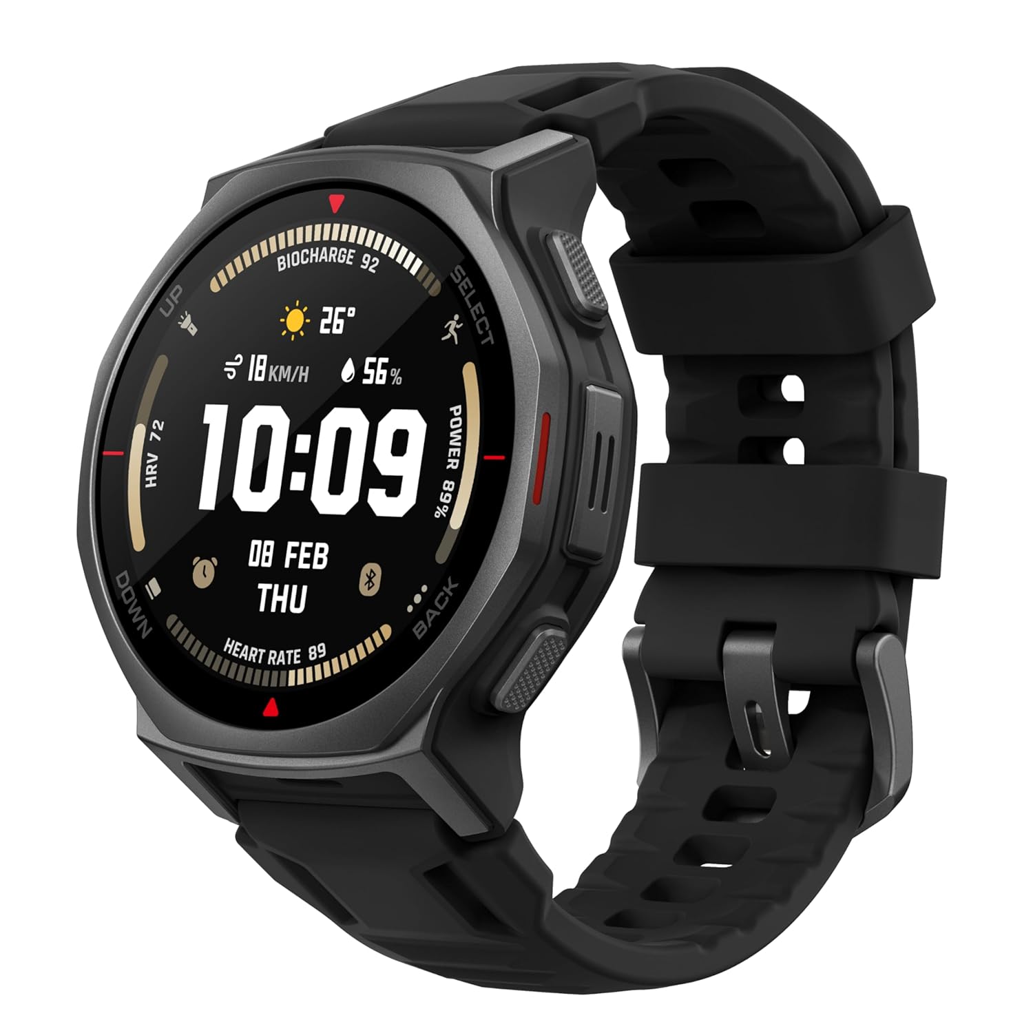 Amazfit T-Rex 3 Pro Outdoor Smart Watch 44mm Sapphire AMOLED Display with Flashlight, Dual Band GPS, Offline Maps, 25 Days Battery, 10 ATM, 180+ Sports Mode for Android & iPhone, Tactical Black
