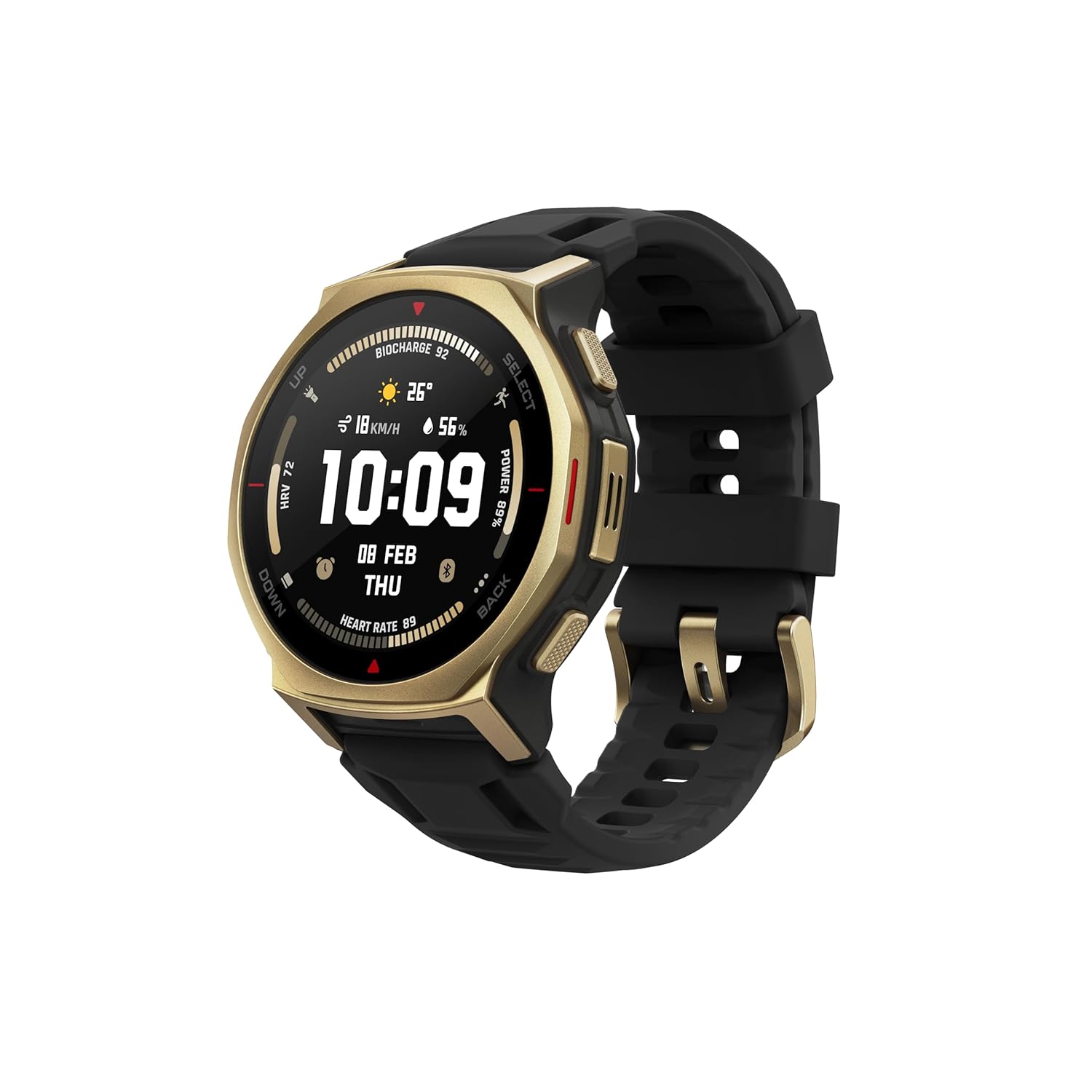 Amazfit T-Rex 3 Pro Outdoor Smart Watch 44mm Sapphire AMOLED Display with Flashlight, Ti Bezel, Dual Band GPS, Offline Maps, 25 Days Battery, 10 ATM, 180+ Sports Mode for Android & iPhone, Black Gold