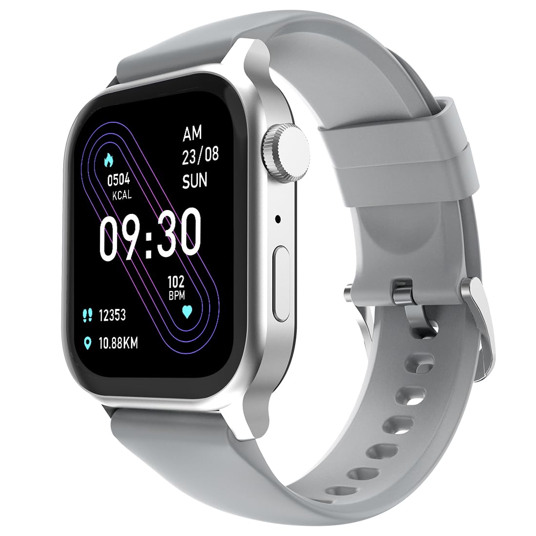 Fire‑Boltt Rise Smart Watch 1.85″ HD Display with Bluetooth Calling, AI Voice Assistant, Rotating Crown, SpO2 & Heart Rate Monitor, 120+ Sports Modes,IP67 Waterproof Smart Watch for Men & Women - Grey