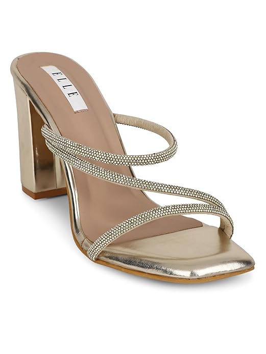 ELLE Women's Embellished Block Heel Slip-On sandals