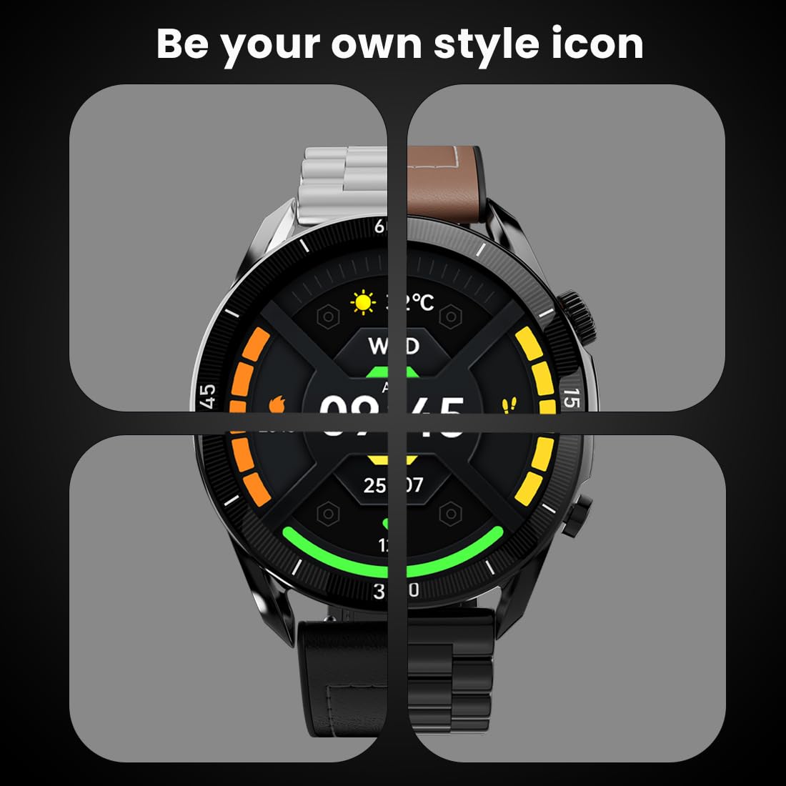 Fire-Boltt Legacy Luxury Round Smart Watch 1.43″ Super AMOLED,Bluetooth Calling,Wireless Charging,Voice Assistant,SpO₂ & Heart Rate Monitor,110+ Sports Modes, Metal Smart Watch for Men & Women - Black