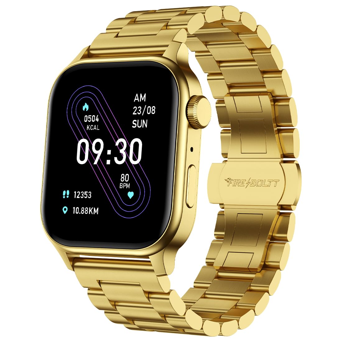 Fire-Boltt Rise Luxe Bluetooth Calling Smart Watch, 1.85”HD Display, AI Outfit Watch Face, 2 Looks in 1 Watch, Extra Straps at ₹99, 120+ Sports Modes, Metal Smartwatch for Men & Women (Gold)