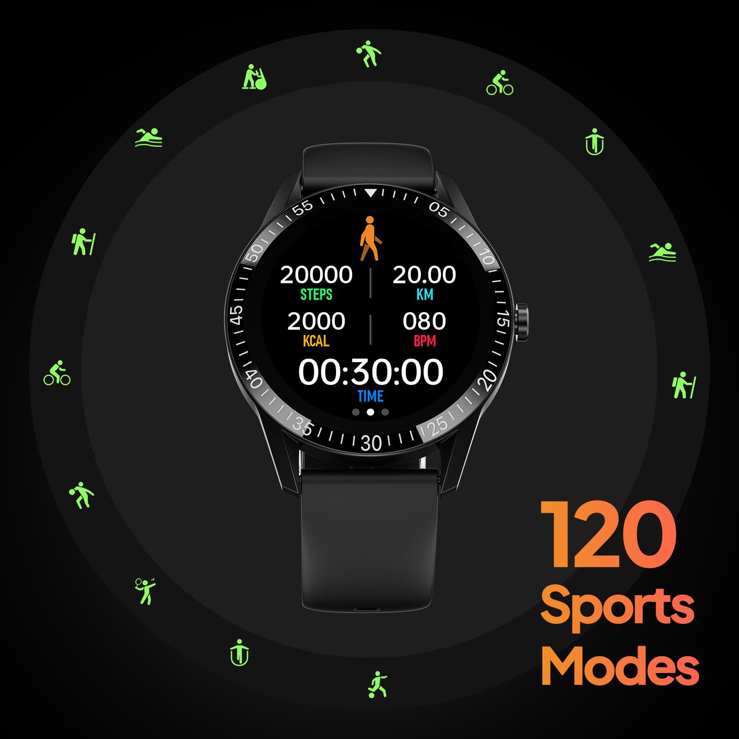 Fire-Boltt Talk Round Smart Watch 1.39″ TFT Display with Bluetooth Calling, Dual Button, Voice Assistance, SPO₂ & Heart Rate Monitor, 120+ Sports Modes, Smartwatch for Men & Women - Black