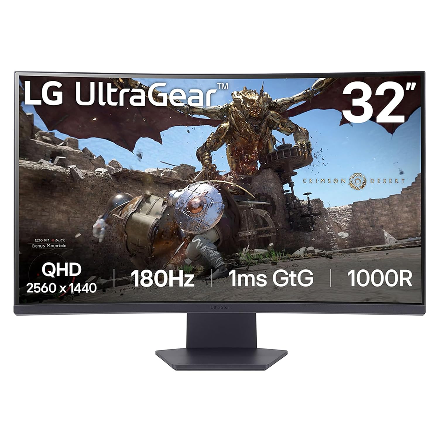 LG 32Gs60Qc-B 32 Inch Qhd (2560X1440) 180Hz 1Ms 1000R Amd Freesync Hdr10 Hdmix2 Displayport Black