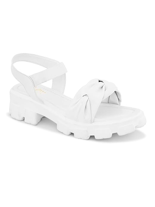 JM LOOKS Women's Platform Sandals Chunky Sole Elastic Ankle Strap Open Toe Comfortable Summer Beach Shoes