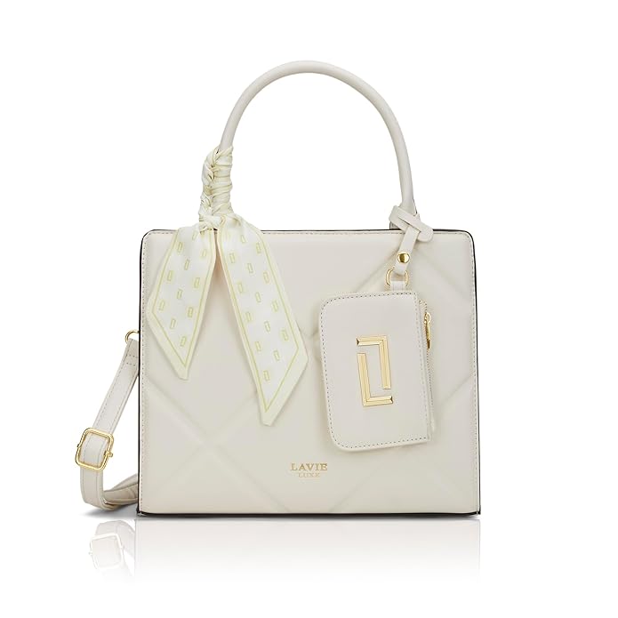 Lavie Luxe Women's Quare26 Extra Large Laptop Satchel Bag | Upto 14 Inch | Satchel Handbag for Work | Ladies Purse | Stylish Shoulder Bag | Gift for Women