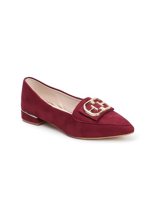 ELLE Women's Pointed Toe Block Heel Slip-On Pump