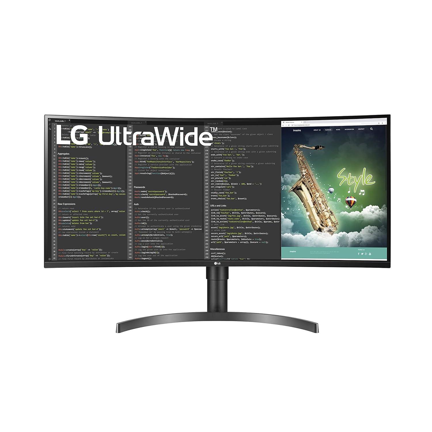 LG 34" Curved UltraWide™ WQHD Monitor (3440 x 1440 Pixel) HDR 10, Color Calibrated sRGB 99%, Inbuilt MaxxAudio Speaker (7W x 2), Height Tilt Adjust Stand, Display Port, Audio Out - 35WN75C