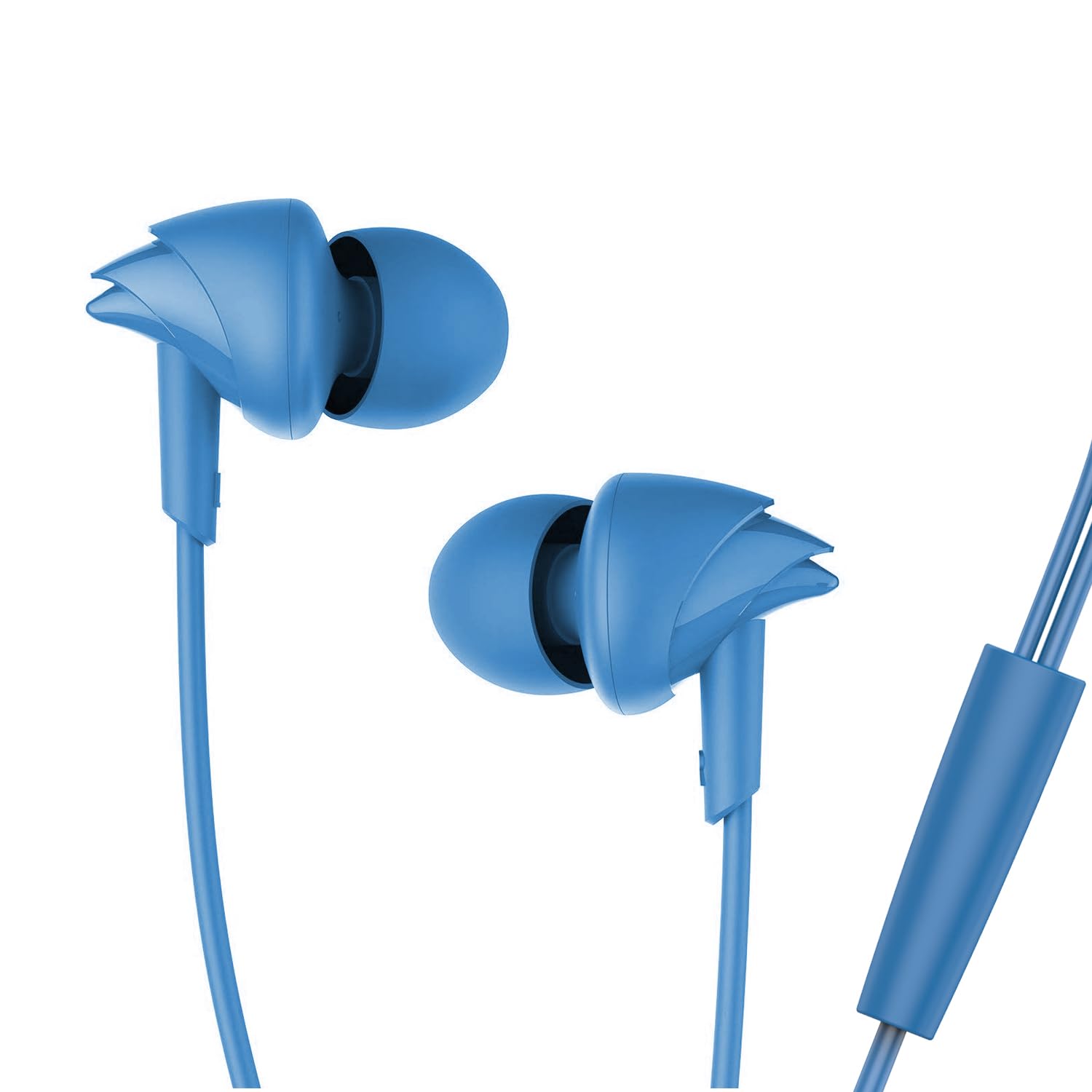 Boat Bassheads 100 in Ear Wired Earphones with Hawk Inspired Design, Integrated Multifunction Control, Super Extra Bass & Instant Voice Assistant(Blue)