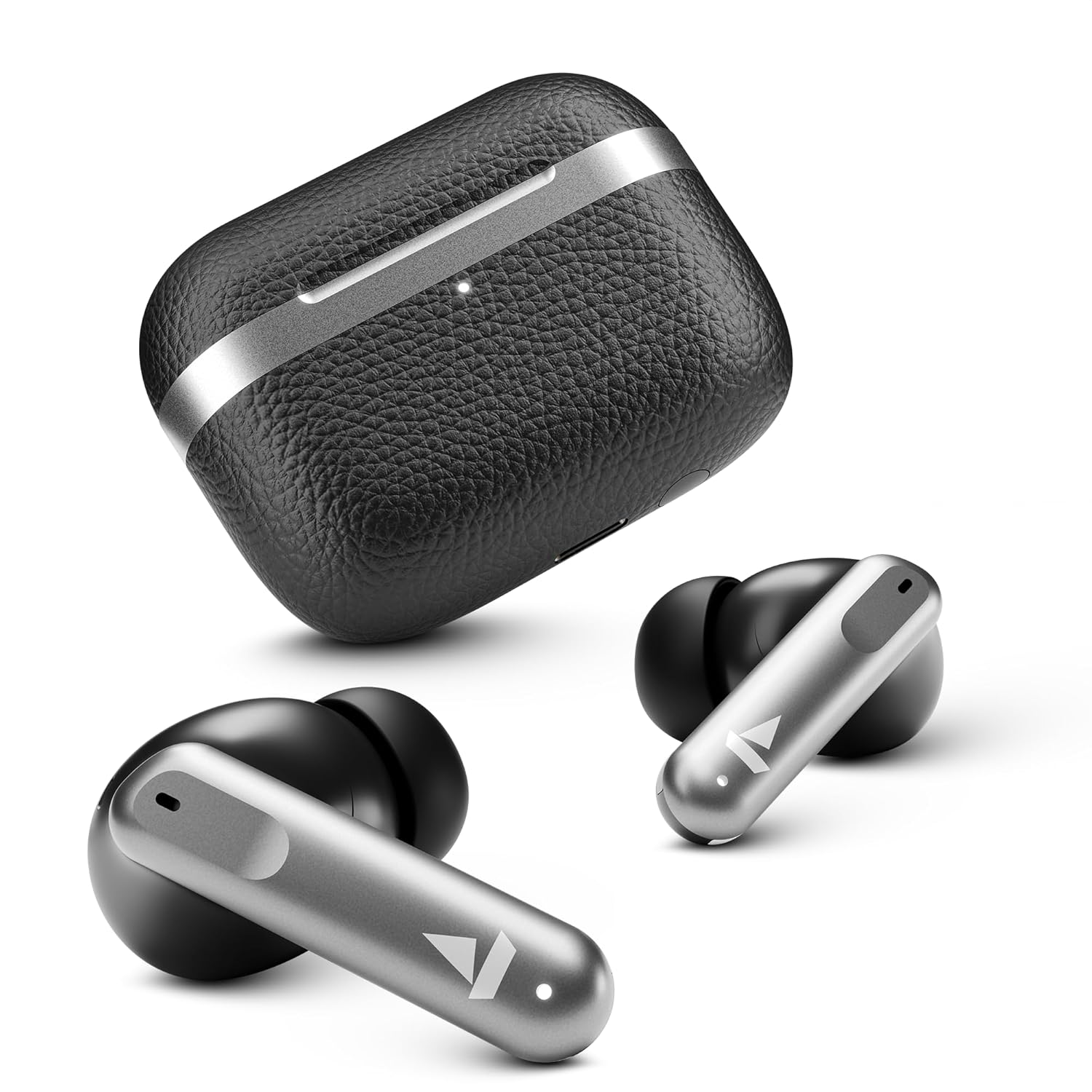 boAt Airdopes 111v2, Leather Finish, 4Mics ENx, 50H Battery, 13mm Drivers, Dual Pair,Stream Ad Free Music via App Support, Bluetooth TWS in Ear Earbuds Wireless Earphones with mic (Classic Black)