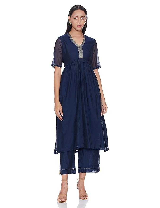 BIBA Women Poly Modal A Line Dyed Suit Set
