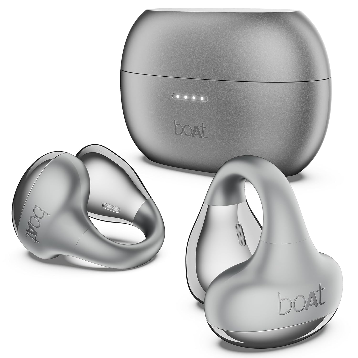 Boat Airdopes Loop OWS Earbuds w/Clip-On Fit, Air Conduction Tech, 50HRS Battery, 4Mics ENx, Dual EQ Modes, 12mm Drivers, 40ms Latency, ASAP Charge, OWS Ear Buds in Ear Bluetooth Earphones(Cool Grey)