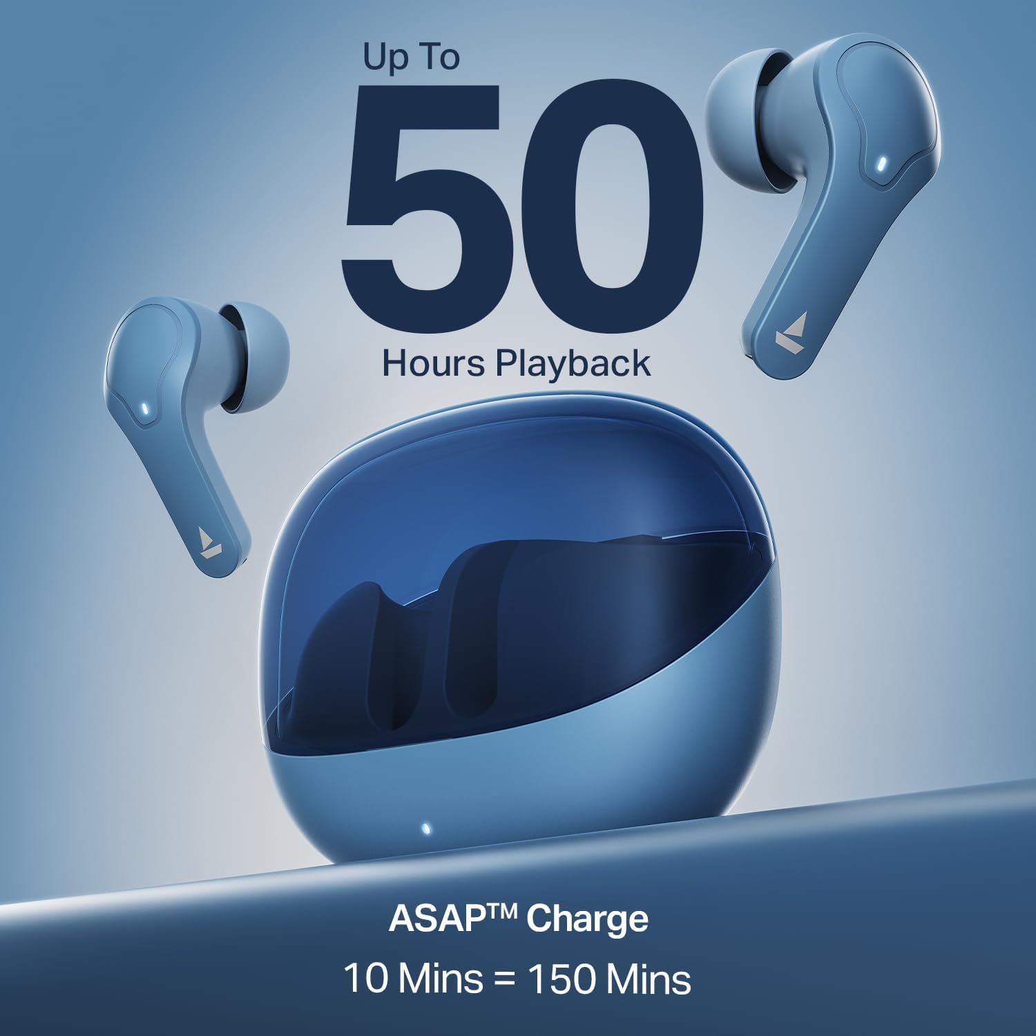 boAt Airdopes 311 Pro, 50H Battery, Fast Charge,ENx Tech, Transparent LID, Low Latency,Stream Ad Free Music via App Support, Bluetooth Earbuds, TWS Ear Buds Wireless Earphones with mic (Dark Blue)