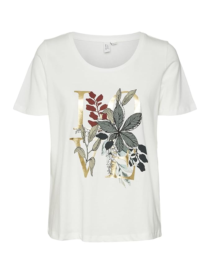 VERO Moda Women's Cotton Floral Regular Fit T-Shirt