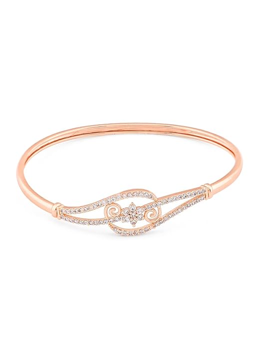 ZAVERI PEARLS Rose Gold Dazzling Cubic Zirconia Contemporary Kada Style Bracelet For Women-ZPFK11914