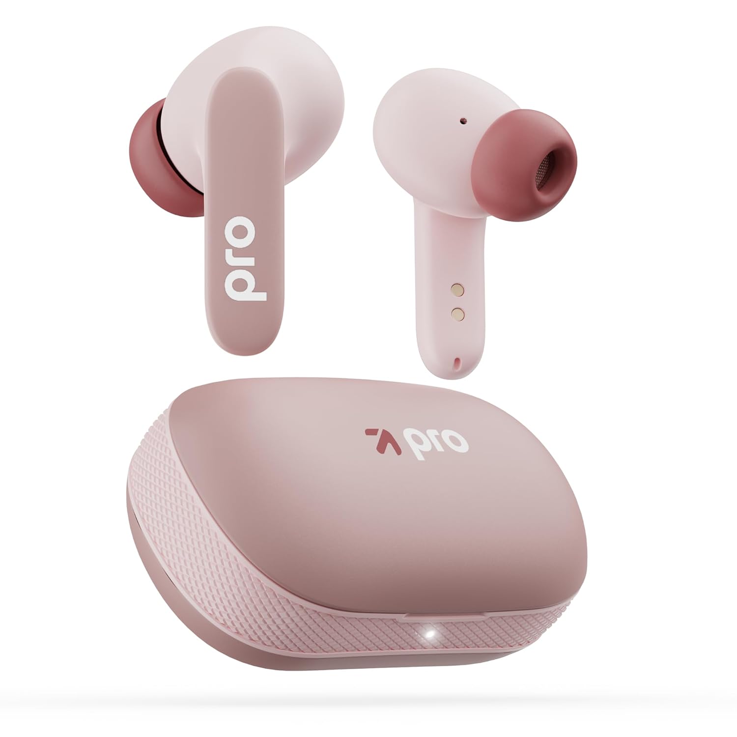 GOBOULT Y1 Pro Ear Buds Wireless 60H Playtime, 4 Mics Calling, 45ms Low Latency Gaming, Made in India,13mm Bass Driver Earbuds Buds TWS Bluetooth Wireless Earphone (Pink)
