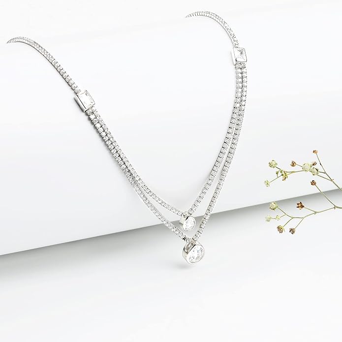 GIVA 925 Silver Silver Layered Drop Necklace| Gifts for Girlfriend,Pendant to Gift Women & Girls | With Certificate of Authenticity and 925 Stamp | 6 Month Warranty*