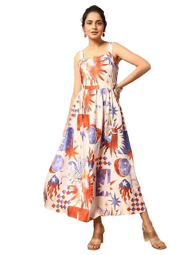 GRECIILOOKS Maxi Dress for Women | Long One Piece Outfit | Casual Western and Stylish Party Outfit | Trendy Summer Fashion for Womens