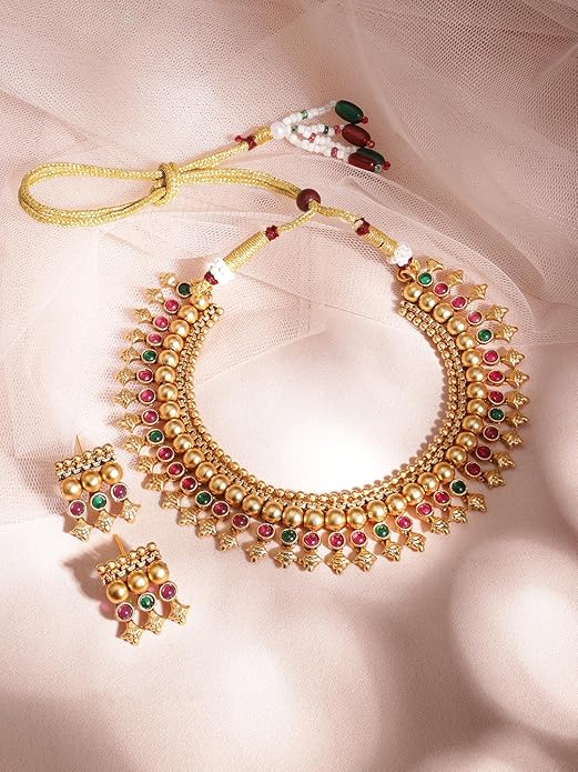Rubans Gold Plated Necklace Set Traditional Statement Jewellery Gift for Women & Girls