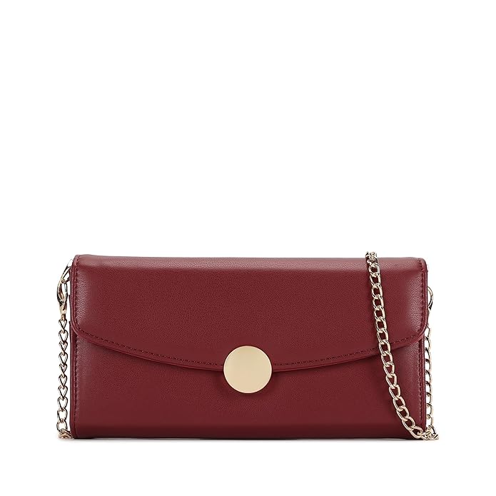 Fastrack Women's Linklet Clutch | Detachable Chain, Card & Cash Slots, Magnetic Flap | Modern Evening Bag | 6 Months Warranty