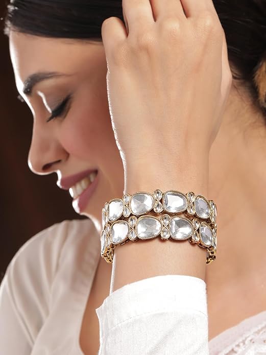 Rubans Bangles Set of 2 Cubic Zirconia Ethnic Stylish Jewellery Gift for Women & Girls